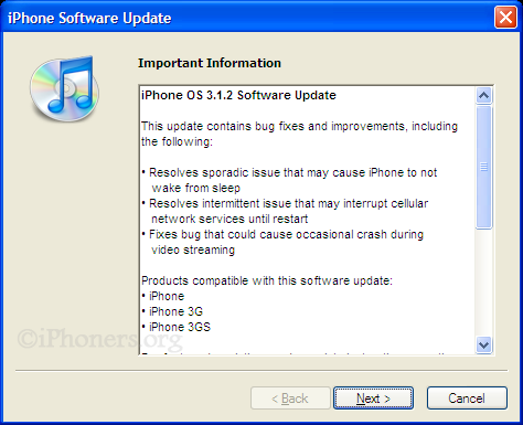 Important Information regarding iPhone Software Update