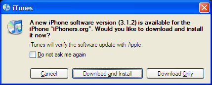 A newer version of the iPhone software is available