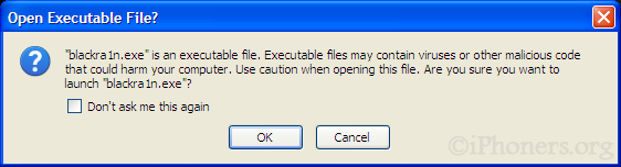 Open executable file pop-up