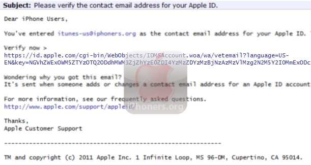 Verify Email Address from iTunes