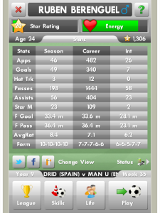 Some career stats in New Star Soccer